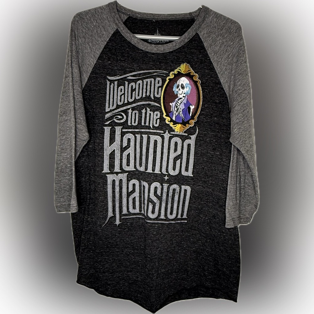 Disney Parks 'Welcome to the Haunted Mansion' Raglan T-Shirt Adult Size Large